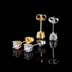 2026 New Non Faded Minimalist Sparkling Geometric Four Claw 5x7mm 6x8mm Oval Cubic Zirconia Solitaire <b>Stud</b> <b>Earrings</b> for Women - Product Image 5