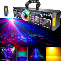 Lumière de fête disco 5 en 1, 96 motifs laser, boule magique LED Wash, stroboscope doré, éclairage de scène UV pour fête à domicile, DJ, CE ROHS
