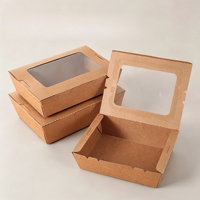 Contenants alimentaires à emporter pliables et empilables en papier kraft brun imperméable, écologiques et recyclables, vente en gros RUNWELL