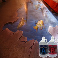 Résine époxy liquide transparente DLD 2:1, adhésif bicomposant, résistant aux rayures, revêtement de sol 3D, utilisation en construction, peinture métallique