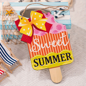 Sweet Summer Ice Cream Wooden Hanging Sign 10 Inch Beach House <b>Decor</b> <b>Front</b> <b>Door</b> Wall Art For Seasonal Home Entryway - Product Image 2