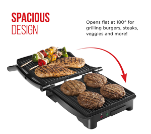2 tranches <span class=keywords><strong>de</strong></span> Panini à pression Grill et machine à sandwichs plaques à revêtement antiadhésif s'ouvre à 180 degrés pour s'adapter à tout Type ou taille d'aliments - Product Image 5