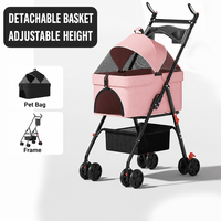 Poussette pliable pour animaux de compagnie, chien, chat, avec panier amovible, hauteur réglable, chariot de voyage pour animaux de compagnie de petite et moyenne taille