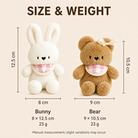 Mini jouet pour chien en peluche Ours et Lapin avec sonnette et papier froissé