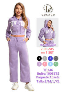 Tuta da donna viola con cappuccio, in cotone, vestibilità ampia, con coulisse e tasche laterali, stile primaverile - Product Image 3