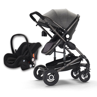 Poussette Bébé Luxe Système de Voyage 3 en 1 avec Nacelle Nouveau-Né Grande Hauteur et Siège Auto