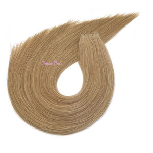 VMAE avrupa ham manikür hizalanmış çift çizilmiş sarışın düz el bağlı düz görünmez Genius atkı insan saçı postiş - Product Image 3