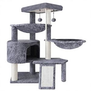 Hyra Wood Luxury Eco-Friendly <b>Cat</b> Tree Condo with Sisal Scratching Posts Dual <b>Houses</b> Plush Perch Scratching Board - Product Image 1