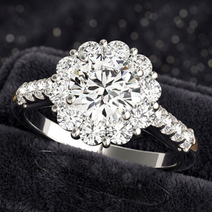 IGI Certified Round Center Lab Grown Diamond <b>Floral</b> Cluster Bridal Ring Set 10K 14K 18K Gold 925 935 Silver Fine <b>Jewellery</b> - Product Image 3