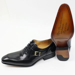 Chaussures habillées en cuir véritable pour hommes, à lacets et boucle, faites à la main, style Oxford, pour affaires, mariage et soirée – Grande Vente - Product Image 4
