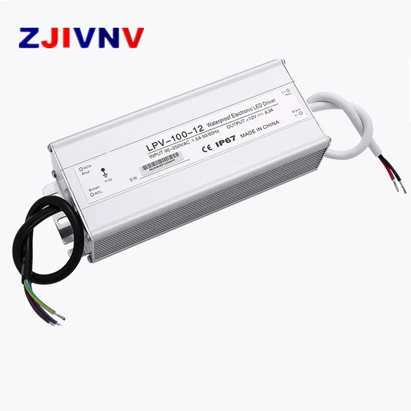 Waterdichte Schakelende Voeding 100W 12V 8.3a Smps Ac-Dc Ip67 Constante Spanning Led Driver LPV-100-12 Stroom
