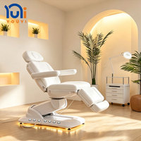 Table de massage électrique à 4 moteurs inclinable et rotative en cuir avec appui-tête fixe pour salon de beauté