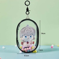 Sac de rangement pour poupée de dessin animé mignon de 15,5 cm, deuxième génération Labubu, épaissi, transparent, multi-usage, cadeau