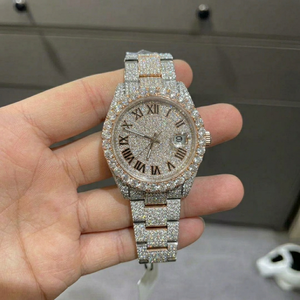 Reloj de Cuarzo con Moissanita, Correa de Acero Inoxidable de 20 mm, Cristal Analógico, Resistente al Agua, Lujoso, Unisex - Product Image 1