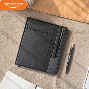Caja de Regalo con Banda Elástica de Papel Ecológico A5 <span class=keywords><strong>Dupont</strong></span>, Cuaderno, Bolígrafo de Papel de Piedra con Logotipo Personalizado, Set de Regalo Promocional Ecológico para Empresas - Product Image 2