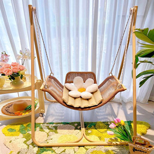 Balançoire d'intérieur en coton à pampilles rondes, <span class=keywords><strong>hamac</strong></span> beige, chaise à suspendre <span class=keywords><strong>pour</strong></span> meubles de jardin/ - Product Image 3