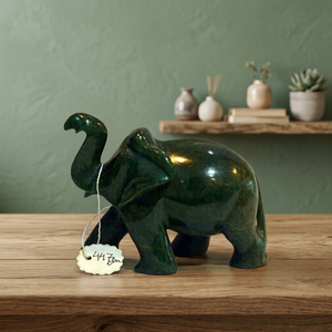 Natural Aventurine Gemstone <b>Elephant</b> Statue Polished Green Stone Carving Handcrafted Figurine - Product Image 2