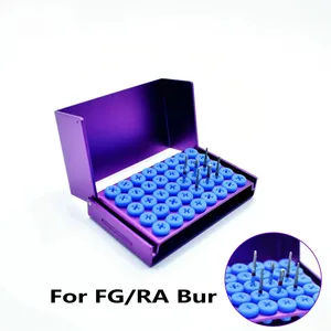 Caja metálica para fresas dentales de 40 orificios, soporte de limpieza dental, esterilizador en autoclave para alta/baja velocidad (2 unidades) - Product Image 1