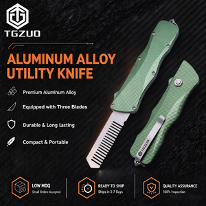Coltello Pieghevole <span class=keywords><strong>in</strong></span> Lega di Alluminio TGZUO con Blocco a Pulsante, Coltello Tascabile Tattico EDC, Strumento di Sopravvivenza per Esterni e Caccia con Clip - Product Image 1