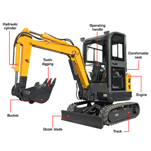 Miễn Phí Vận Chuyển Trang Trại Nhỏ Xây Dựng Dễ Dàng Hoạt Động Cabin Tán Tùy Chọn Crawler 2.5ton Mini Máy Xúc - Product Image 6