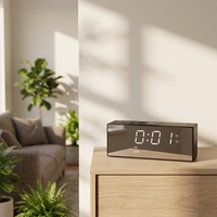 Jam Alarm Digital LED Multifungsi Desain Cermin Bertenaga Baterai Pengisian Daya USB Jam Bangun Tidur Kesederhanaan Modern Kamar Tidur Kantor