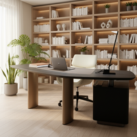 Bureaux d'étude minimalistes italiens en acier inoxydable, tables de bureau modernes en bois pour cadres avec tiroir