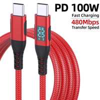 Câble USB C avec écran LED coloré, 60W, 480 Mbps, charge rapide, cuivre pur, gaine en nylon tressé, compatible iPhone 15/16 Pro