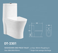 WC monobloc en céramique blanc, certifié WaterSense 1.1/1.6 GPF, hauteur confort, à poser au sol, avec abattant à fermeture douce, certifié CUPC