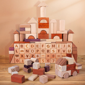 Modelo de montaje de Color de madera de grano grande de madera maciza grande Los niños pueden masticar bloques de Castillo de madera - Product Image 3