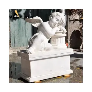 Monuments Marble Statues Hand Carved Child Angel White Marble Angel Figurines Statue Stone Sleeping Little Angel Cheurb Statue