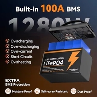 2Pack Baterai Solid State 12.8V 100Ah Kelompok 31 dengan BMS 100A Terintegrasi, Perlindungan Suhu Rendah, 5000 Siklus Pengisian Ulang untuk RV dan Kapal