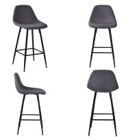 Tabouret de bar moderne CARLFORD en tissu avec structure métallique gris-noir pour usage commercial, salle à manger, salon, hôtel