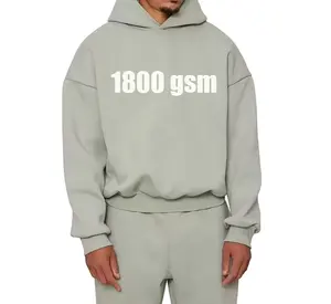 custom luxury high quality stringless hoodies thick crop cotton Oversized heavy weight 1800 gsm hoodie