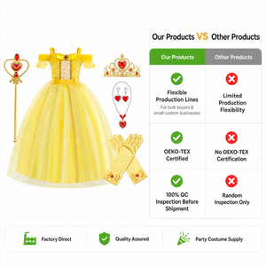 Robe de <span class=keywords><strong>princesse</strong></span> <span class=keywords><strong>Belle</strong></span> pour filles, costume de cosplay pour fête d'Halloween pour enfants - Product Image 4