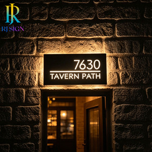 Letrero Comercial LED con Número de Casa, Placa Retroiluminada con Dirección Comercial para Tienda Minorista, Letreros Metálicos 3D para Puerta de Tienda - Product Image 2