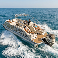 Ponton de luxe en aluminium pour 8 à 12 personnes Grand bateau de luxe avec barre à moteur pour la pêche, les loisirs et la croisière