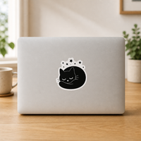 Lot d'autocollants personnalisés motif chat noir minimaliste, découpés avec bordure blanche, mignons pour ordinateur portable, bouteille d'eau, coque de téléphone, carnets – Idéal pour les amoureux des chats