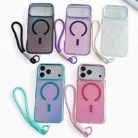 Coque de téléphone translucide avec bracelet dégradé de couleur pour iPhone 18 17 Pro Max, compatible avec la charge sans fil, magnétique et antichoc