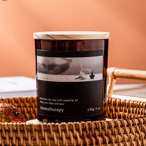 Venta al por mayor de lujo hogar decorativo romántico meditación cera de soja velas perfumadas con tapa de madera Festival aromaterapia velas bares - Product Image 5