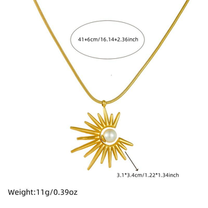 Colgante <span class=keywords><strong>de</strong></span> perla <span class=keywords><strong>de</strong></span> girasol vintage, cadena <span class=keywords><strong>de</strong></span> clavícula, collar <span class=keywords><strong>de</strong></span> <span class=keywords><strong>acero</strong></span> <span class=keywords><strong>inoxidable</strong></span>, pendientes, anillo, conjunto <span class=keywords><strong>de</strong></span> joyería <span class=keywords><strong>de</strong></span> tres piezas para mujer N2409093 - Product Image 5