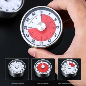Étudiant Ménage Dispositif De Gestion Du Temps Dédié Cuisine <span class=keywords><strong>Compte</strong></span> À <span class=keywords><strong>Rebours</strong></span> Minuterie Disque Magnétique Alarme Mécanique Minuterie En Acier Inoxydable - Product Image 2