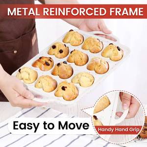Molde para Pastel y Muffins de Silicona en Forma de Corazón, con Marco Metálico Reforzado, Antiadherente, Libre de BPA, 12 Cavidades, Marca MUYULINS - Product Image 5