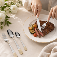 Ensemble de couverts de mariage en acier inoxydable 6 pièces, design artisanal, finition miroir, qualité alimentaire, réutilisable, compatible lave-vaisselle, pour hôtel