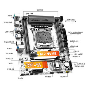 Placa base JGINYUE X99 LGA 2011-3 MATX X99M GAMING D4 compatible con Intel Xeon E5 V3 V4 CPU <span class=keywords><strong>DDR4</strong></span> memoria <span class=keywords><strong>RAM</strong></span> interfaz SATA 128GB <span class=keywords><strong>RAM</strong></span> - Product Image 2