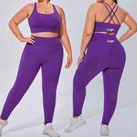 Ensemble de yoga 2 pièces pour femme, taille EU 3XL, avec logo personnalisé, respirant et effet seconde peau, couleur unie, pour fitness et entraînement en extérieur