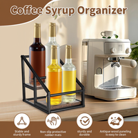 Présentoir à Sirop de Café Minghou, Étagère de Rangement pour Bouteilles d'Alcool, Support à Vin à 2 Niveaux pour 4 Bouteilles, Idéal pour Bar à Café et Cuisine