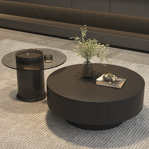 Tavolino <span class=keywords><strong>da</strong></span> Caffè Piccolo in Stile Nordico, Tavolino Moderno di Lusso con Cassetto, Tavolino Nero - Product Image 4