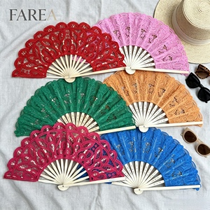 FAREA Éventail pliant vintage en bambou ajouré avec dentelle, idéal pour <span class=keywords><strong>la</strong></span> danse et les spectacles – Meilleure vente - Product Image 4