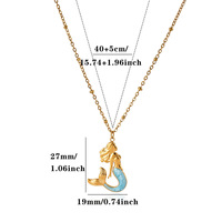 Collier en acier inoxydable plaqué or 18 carats avec incrustation de coquillages, pendentif tendance série Océan (coquillage, étoile de mer, tortue) et motif floral