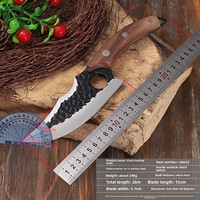 Couteau de boucher incurvé en acier inoxydable de 6 pouces avec revêtement antiadhésif et manche en bois pour couper le porc, trancher la viande, désosser et éplucher